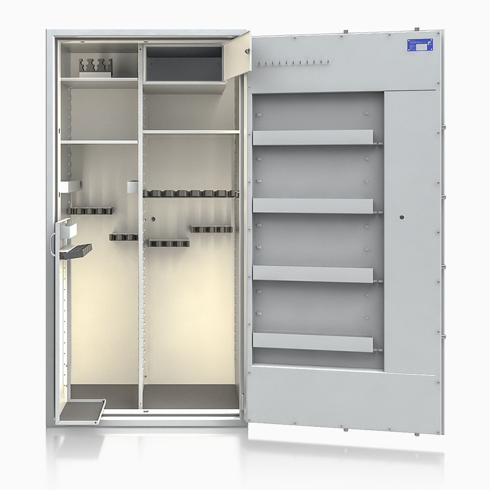 Waffenschrank St. Gallen WF Super Kombi 1800-4 (564005.52.04) 400kg/ 30 WH/ IT / RAL 7035/ 1850x940x560 / Elektronik STELLAR  Basic